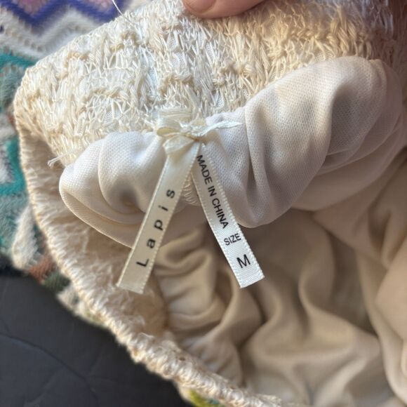 Vintage Lapis Crochet Chevron Knit Skirt Mini A-Line Y2K Boho Festival Stretch - Picture 6 of 11